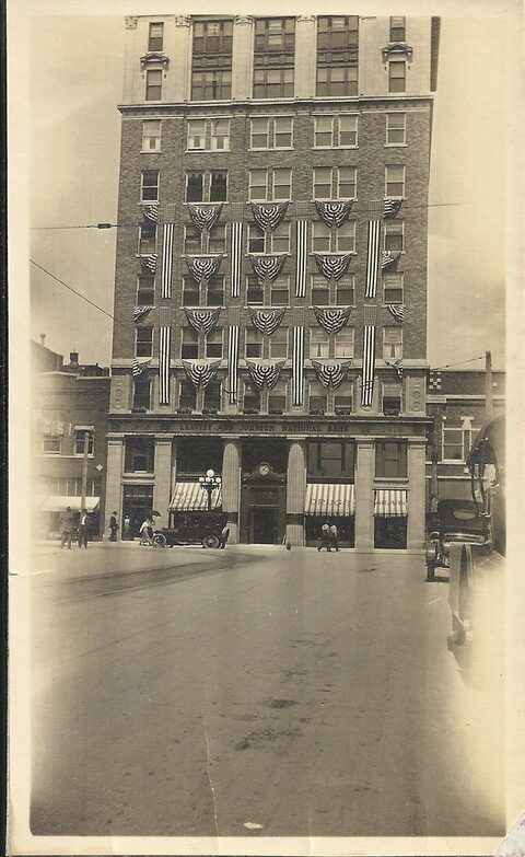 A historic photograph of the bank building
